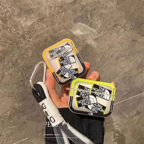Off-White/オフホワイト The North Face/ザ.ノース.フェイス ブランド Airpods Pro 2/3/Pro/2/1ケース 個性 クリア風 カラビナ ストラップ付き モノグラム エアーポッズ 3/プロ2/2/1ケース 保護 便利 第3/2/1世代 ハイブランド 落下防止 メンズ レディース