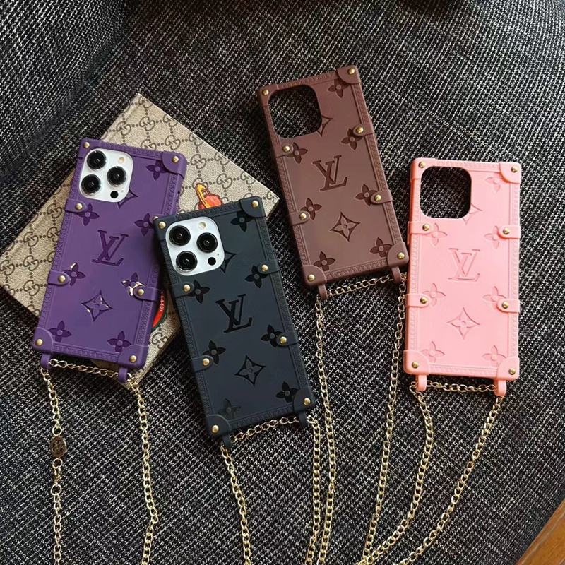 LV ルイヴィトン iphone 14 pro max/14 plusケース 激安 トランク型 ストラップ付き モノグラム セレブ愛用 ブランド シリコン