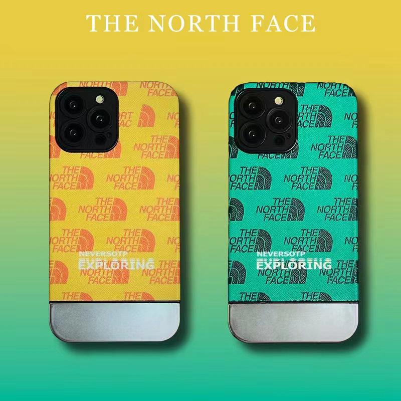 The North Face ザノースフェイス ブランド iphone 14/14 pro/14 pro maxケース メッキ風 モノグラム ジャケット型