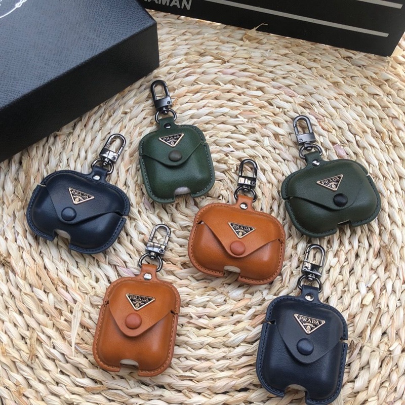 PRADA ブランド airpods 3/2/1/pro2ケース プラダ おしゃれ レザー おまけつき カラビナ付き バッグ型