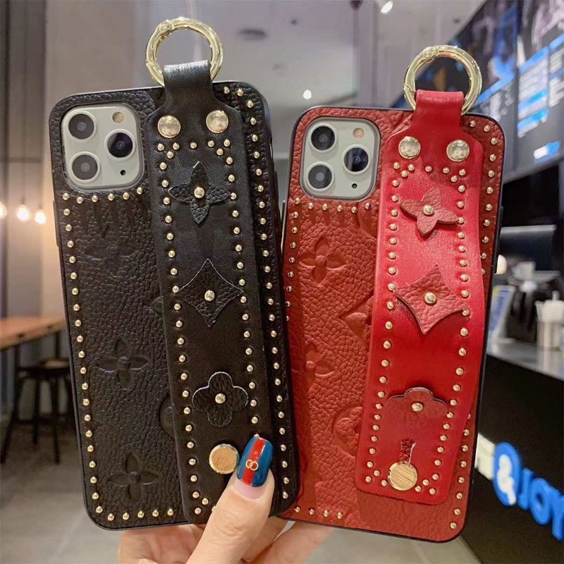 LVヴィトンiPhone14Pro Max Plusケース リング革バンド スタンド モノグラム ジャケット型 ハイブランド アイフォン14カバー 男女