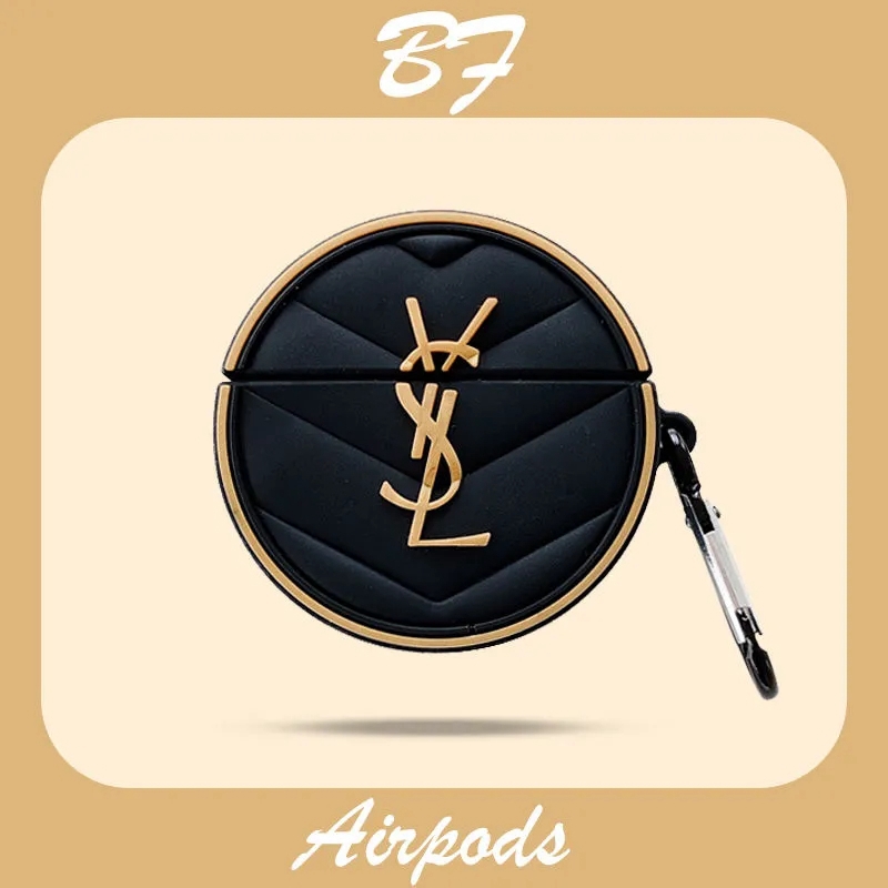 YSL/イブ.サン.ローラン ブランド Airpods 3/pro2ケース バック型 紛失防止 第1/2/3世代 お洒落 贅沢風 カラビナ付き モノグラム